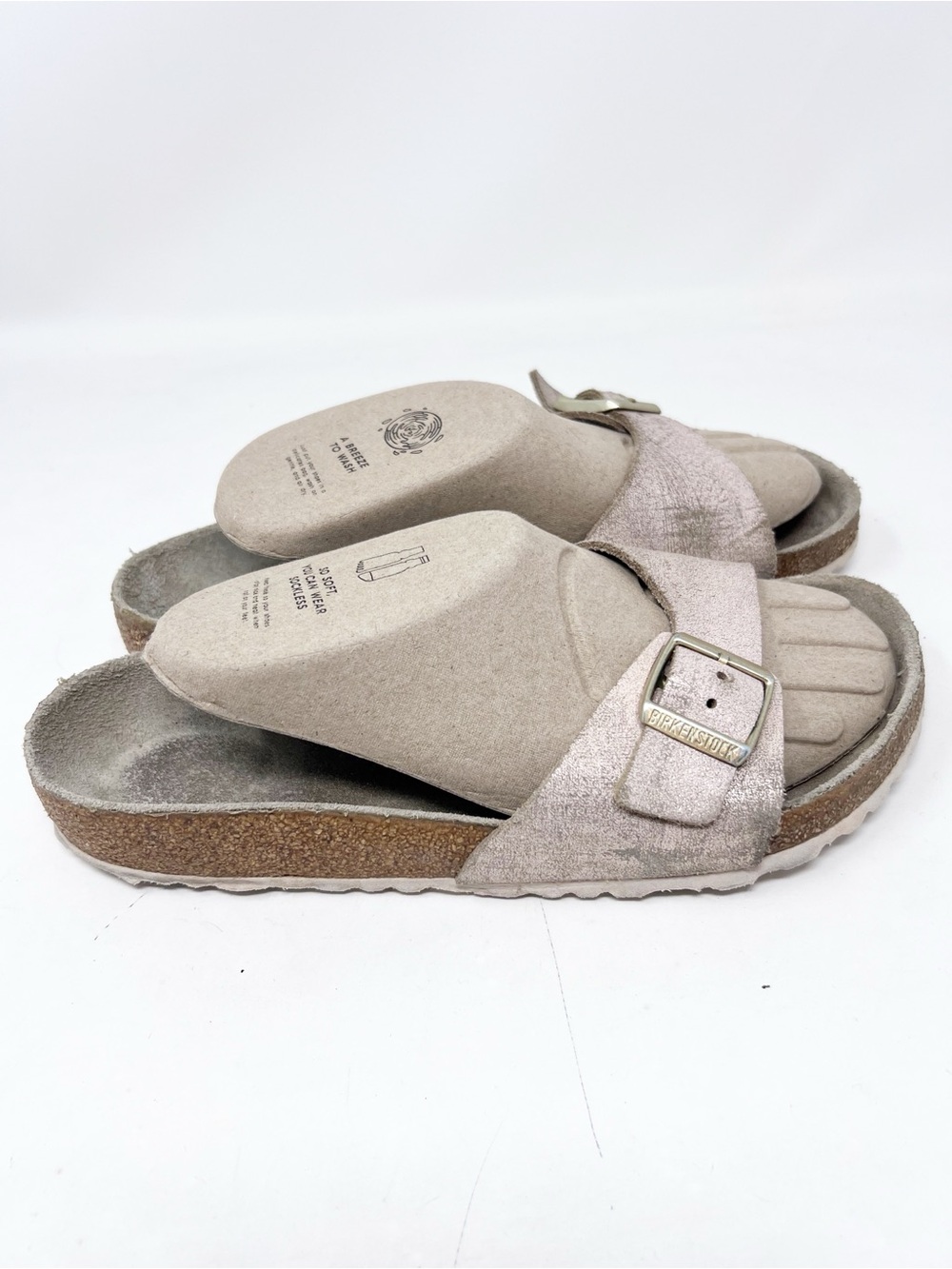 BIRKENSTOCK MADRID BIG BUCKLE PINK METALLIC STRAP SLIP ON SANDALS WOMENS SZ 8 - Picture 4 of 7